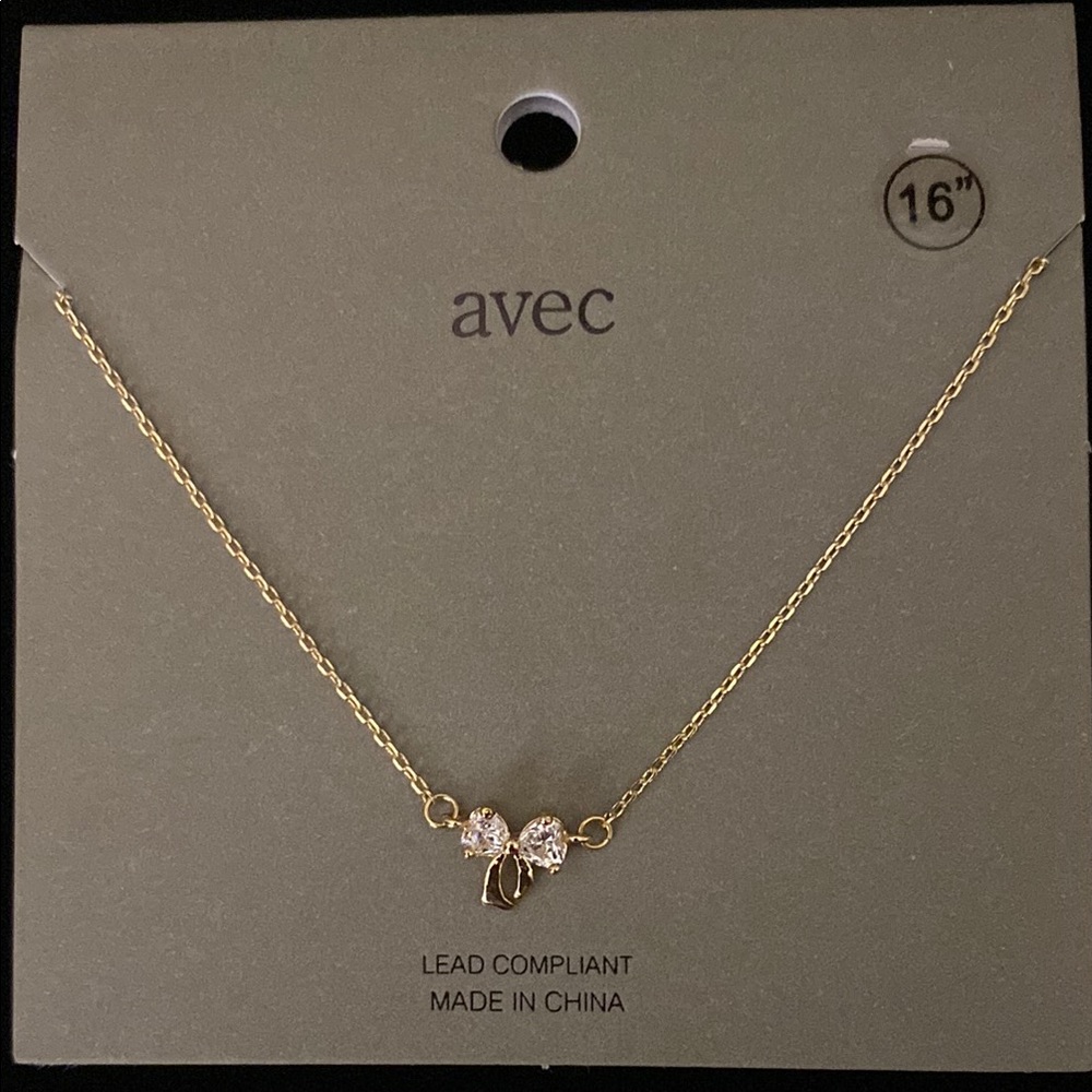 Gold Necklace with Crystal Accents